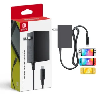 Cargador de Nintendo Switch, adaptador AC, largo de cable 1.5m, negro